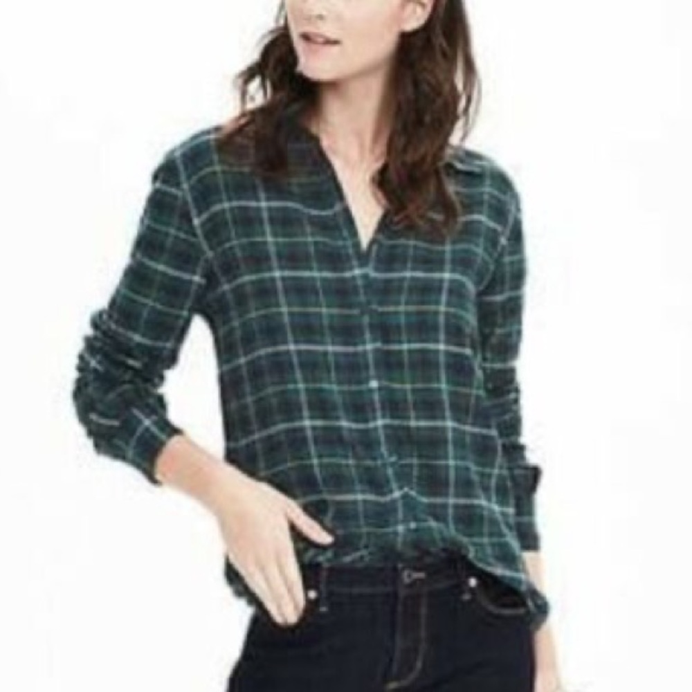 Banana Republic Green Plaid Button Up Shirt - Picture 5 of 5